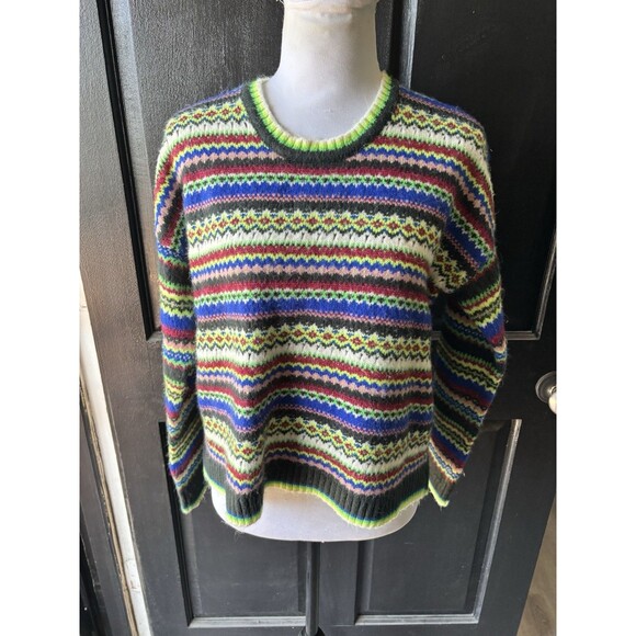 Cabi Moorland Pullover Multicolor Fair Isle Bright Preppy stripe Cozy Soft M - Picture 1 of 9